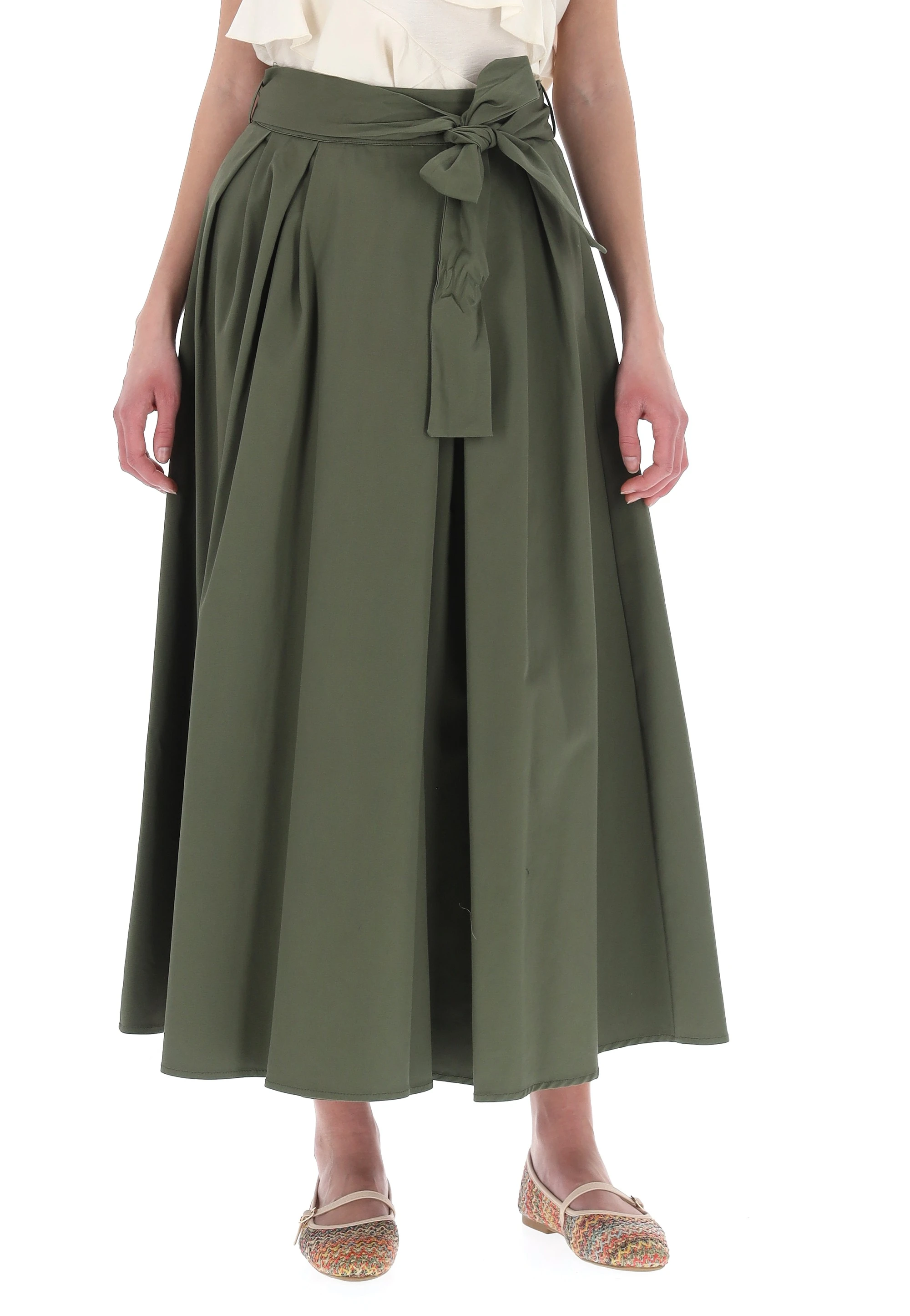 Gonna midi in cotone con fiocco èks